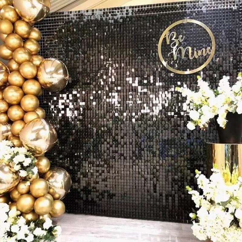 Black Shimmer Wall Panels - Easy Setup Wedding/Event/Theme Party