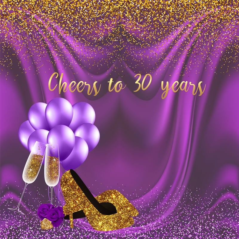 30th Birthday Backdrop Ideas High Heels Champagne-ubackdrop