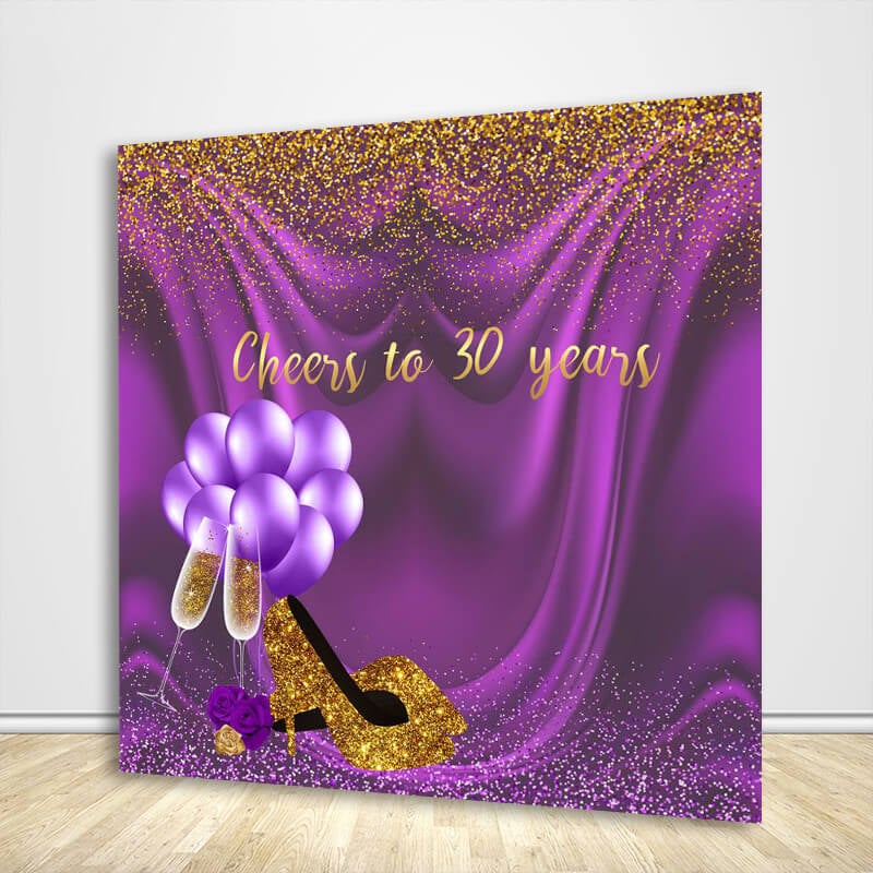 30th Birthday Backdrop Ideas High Heels Champagne-ubackdrop