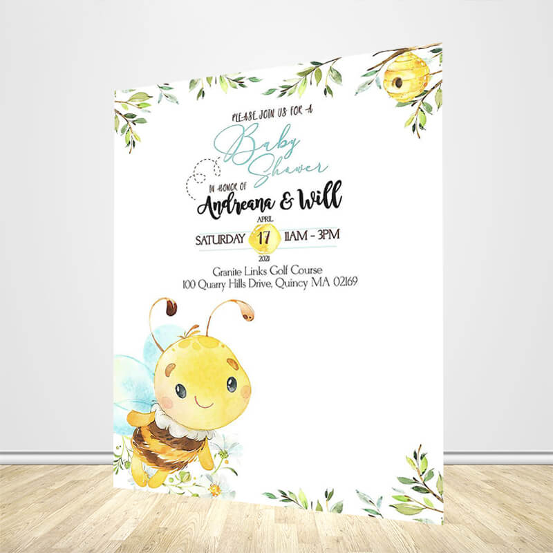 Bee Baby Shower Backdrop - Designed, Printed & Shipped-ubackdrop