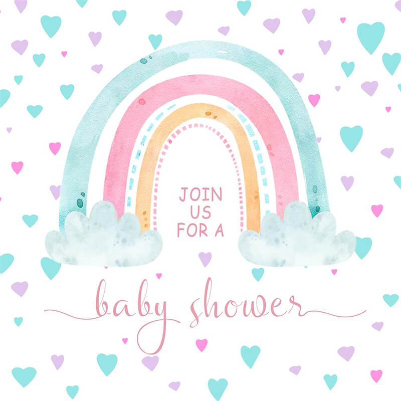 Boho Rainbow Baby Shower Backdrop-ubackdrop