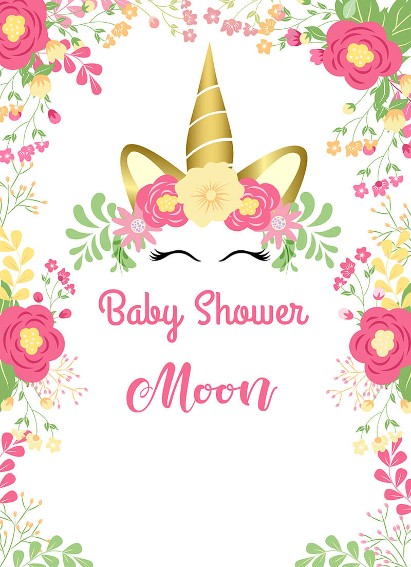 Unicorn Theme Baby Shower Backdrop - Designed, Printed & Shipped-ubackdrop