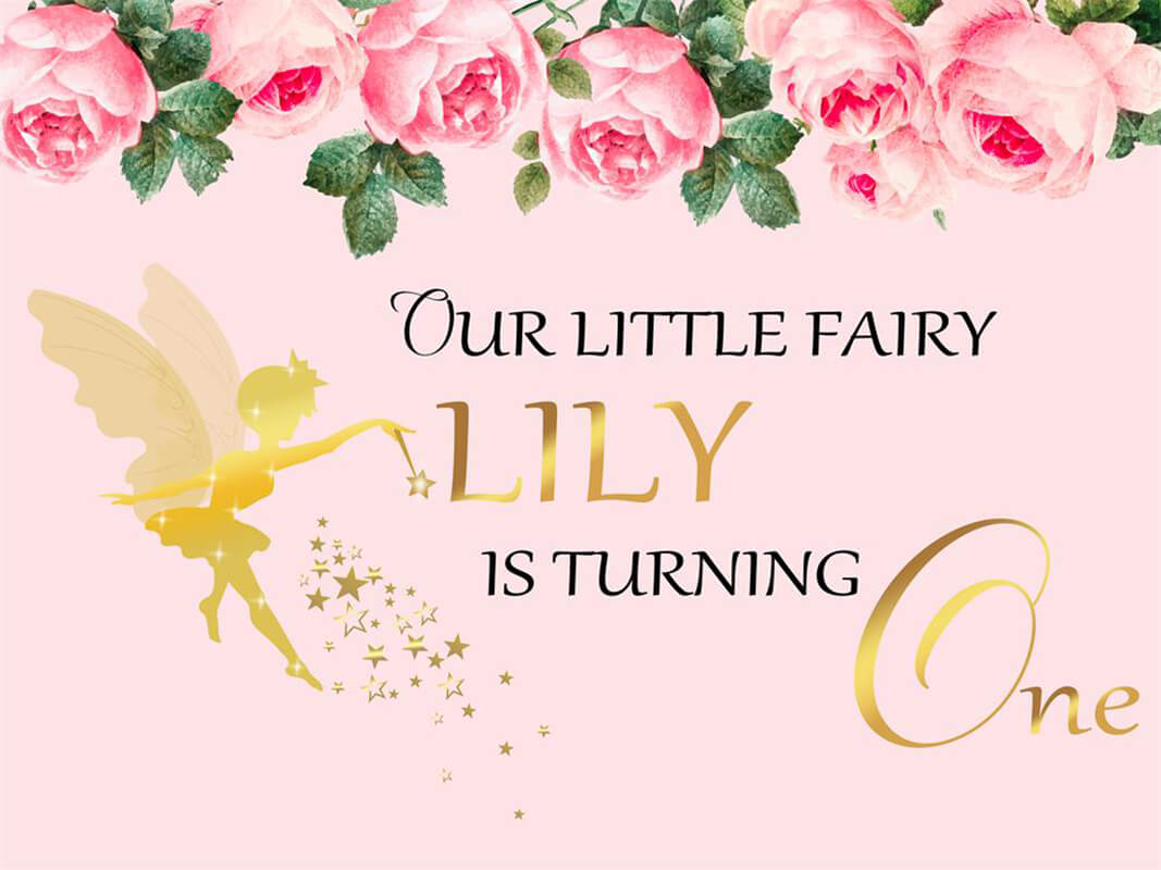 Girl's 1st Birthday Fairy Backdrop-ubackdrop