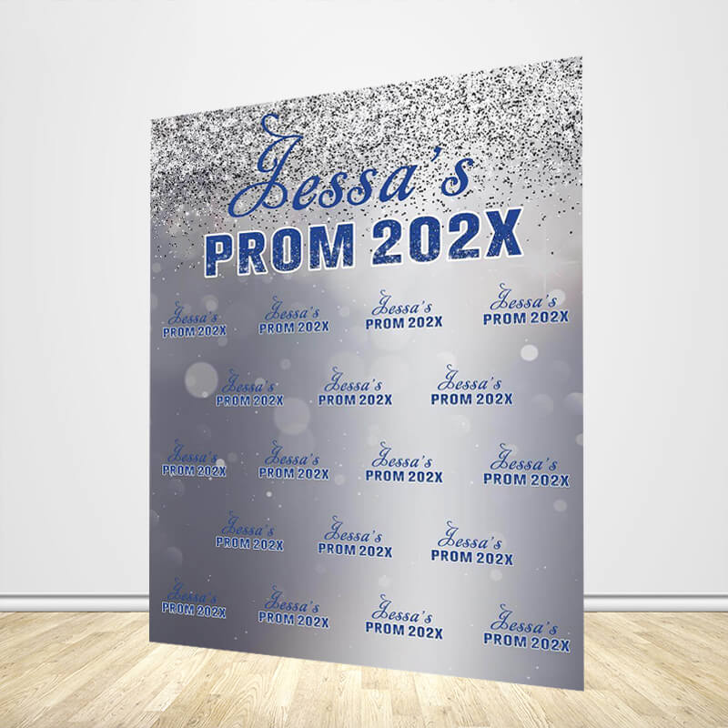 Silver Glitter Graduation Backdrop - Designed, Printed & Shipped-ubackdrop