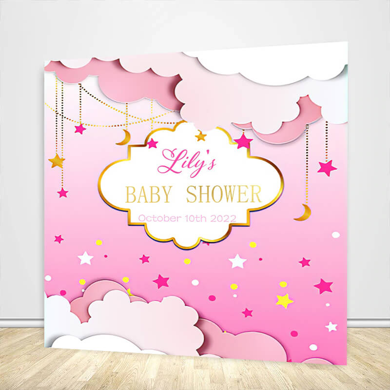 Twinkle Twinkle Little Star Girl Baby Shower Backdrop-ubackdrop