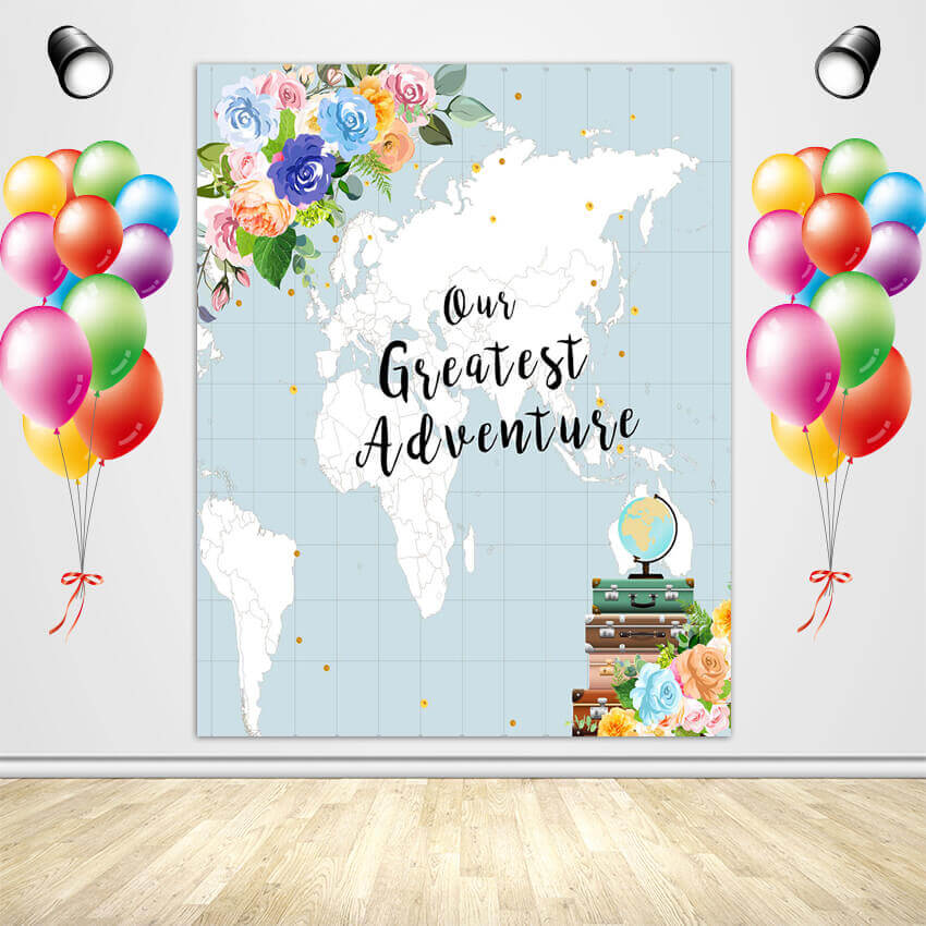 Adventure Awaits Baby Shower Backdrop-ubackdrop