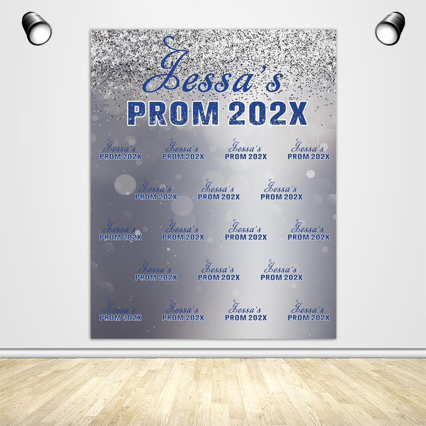 Silver Glitter Graduation Backdrop - Designed, Printed & Shipped-ubackdrop