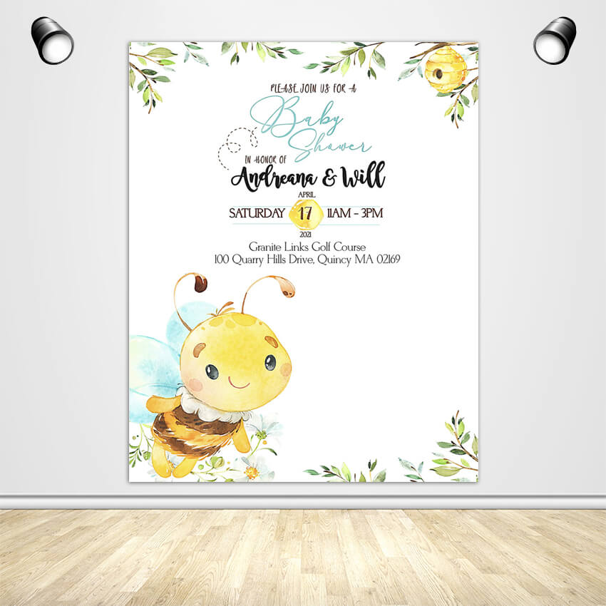 Bee Baby Shower Backdrop - Designed, Printed & Shipped-ubackdrop