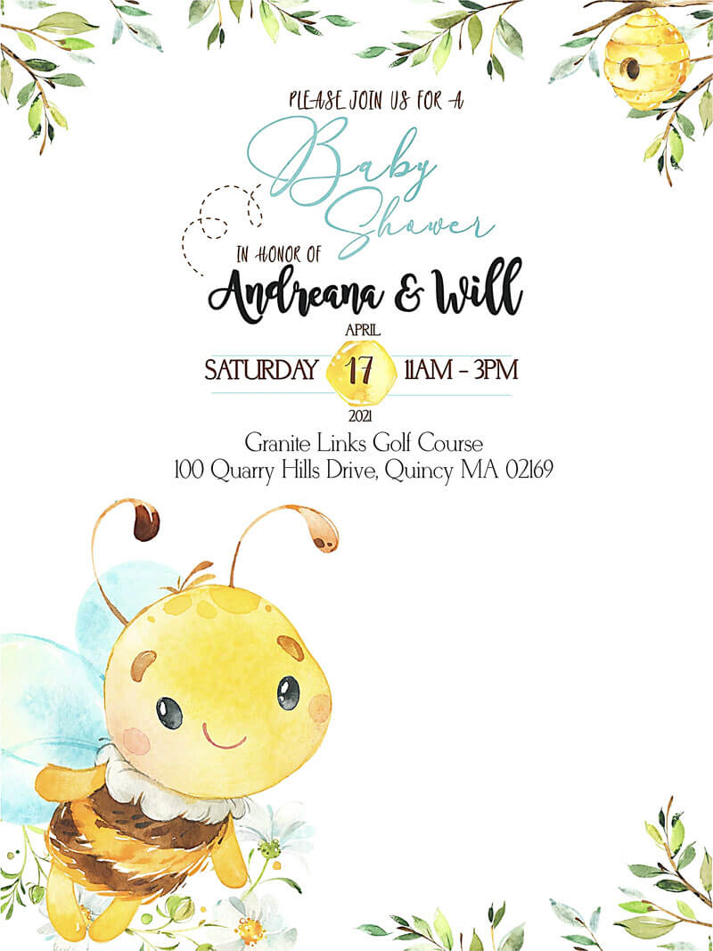 Bee Baby Shower Backdrop - Designed, Printed & Shipped-ubackdrop