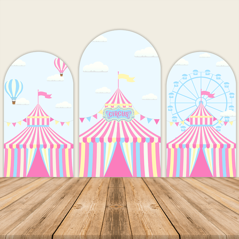 Pink Circus Theme Birthday Party Decoration Chiara Backdrop Arched Wall Covers ONLY-ubackdrop