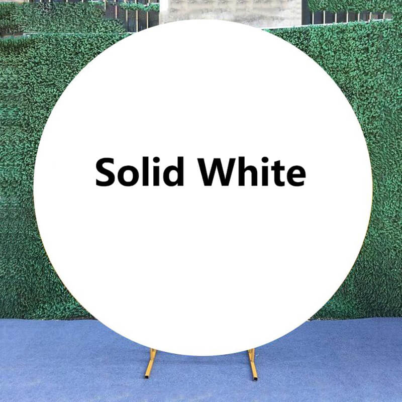 Custom White Round Fabric Backdrop Pure Color-ubackdrop